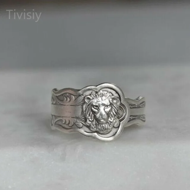 Vintage Lion Spoon Ring